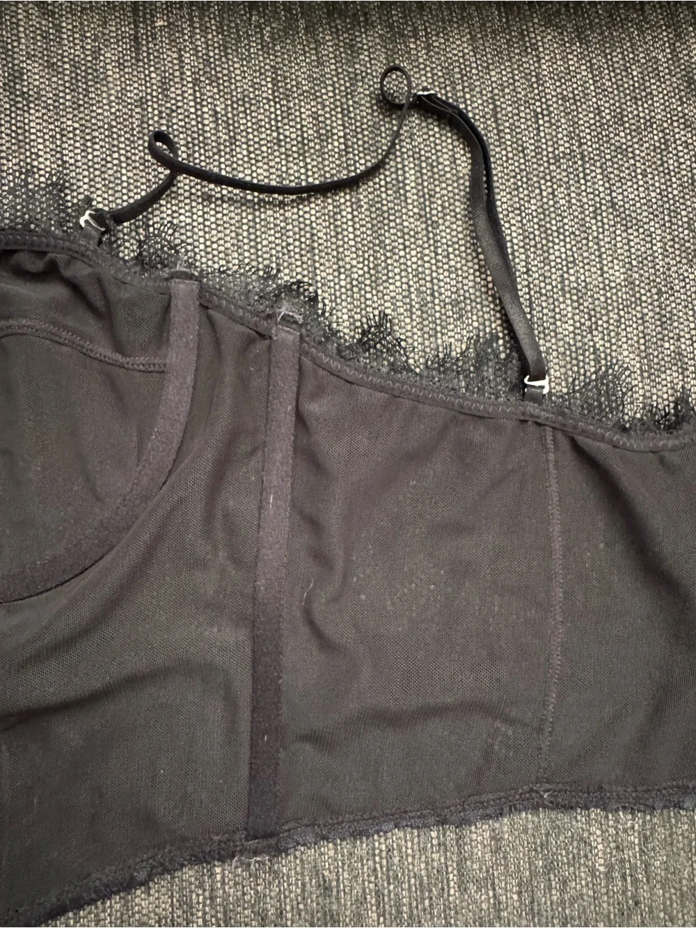 Intimately Free People Black Floral Lace Corset Bustier Cami Top Y2K Goth